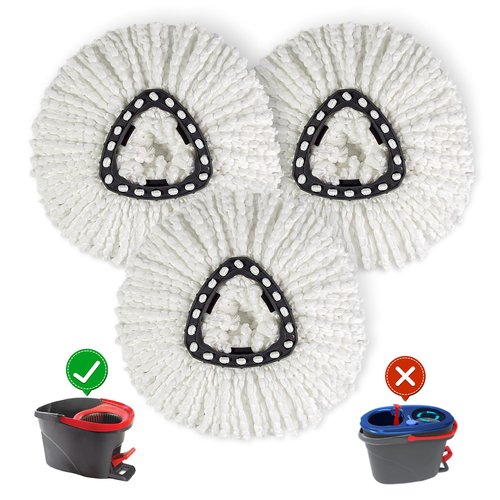 3 Pack Mop Replace Head, Refill Replacements Compatible for O Cedar Spin Mop, Only for 1-Tank System - Fluffy Microfiber Ocedar mops Head Replacements for Cleaning Floor