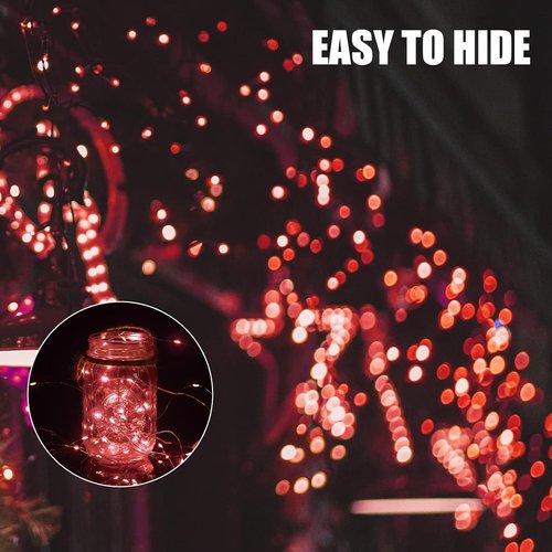 Brightown LED Fairy Lights - Waterproof Red 12 Pack | 7 Feet, 20 LEDs, Battery Operated, Flexible Wire