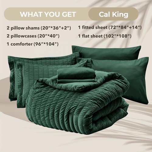 HYMOKEGE Emerald Green California King Comforter Set - 7-Piece All-Season Luxury Bedding Set