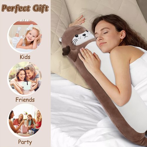 Sprinqdawin Large Otter Stuffed Animal,33.5” Long Otter Plush,Cute Plushies Animal Body Pillow,Kawaii Big Plush Toys Animals Gifts,Animals Sleeping Hugging Pillow Cushion for Kids Birthday