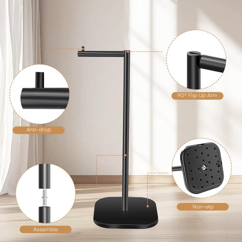 OGGZAQA Toilet Paper Holder Stand Freestanding, Matte Black Toilet Paper Stand for Bathroom, Stainless Steel Toilet Paper Roll Holder with Storage,Tissue Holder,Non-Slip,Rust Proof
