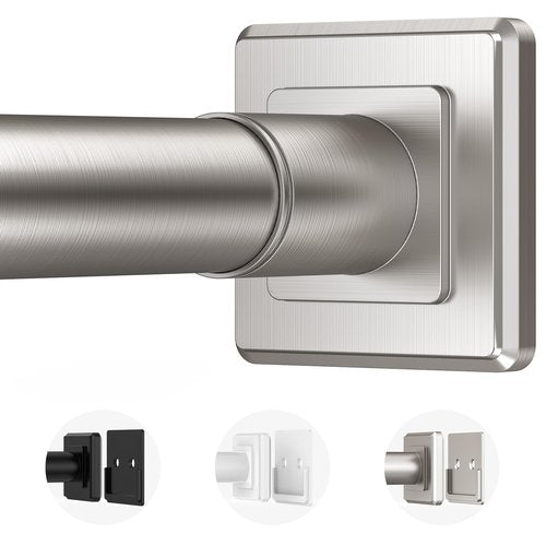 Haryaers Brushed Nickel Tension Curtain Rod Adjustable Shower Curtain Rods 30-76 In Spring No Drilling or Screw Installation Shower Rod for Bathroom Shower Bar for Closet Kitchen with Brackets
