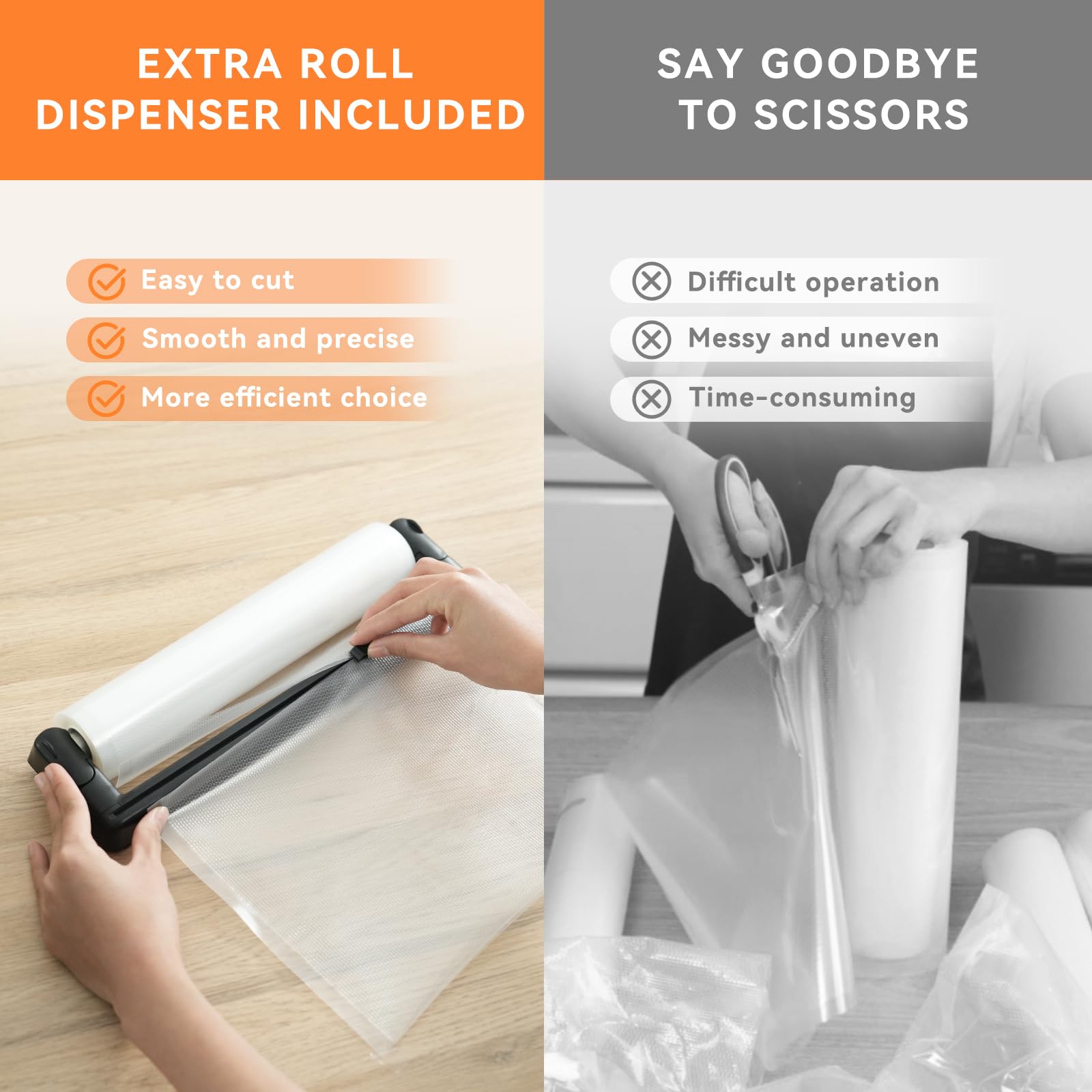 Wevac Vacuum Sealer Bags Rolls with Dispenser, 11"x50' (2 Pack) – Heavy Duty, Leakproof Food Storage for Sous Vide, Meal Prep & Freezer – Compatible with Food Saver
