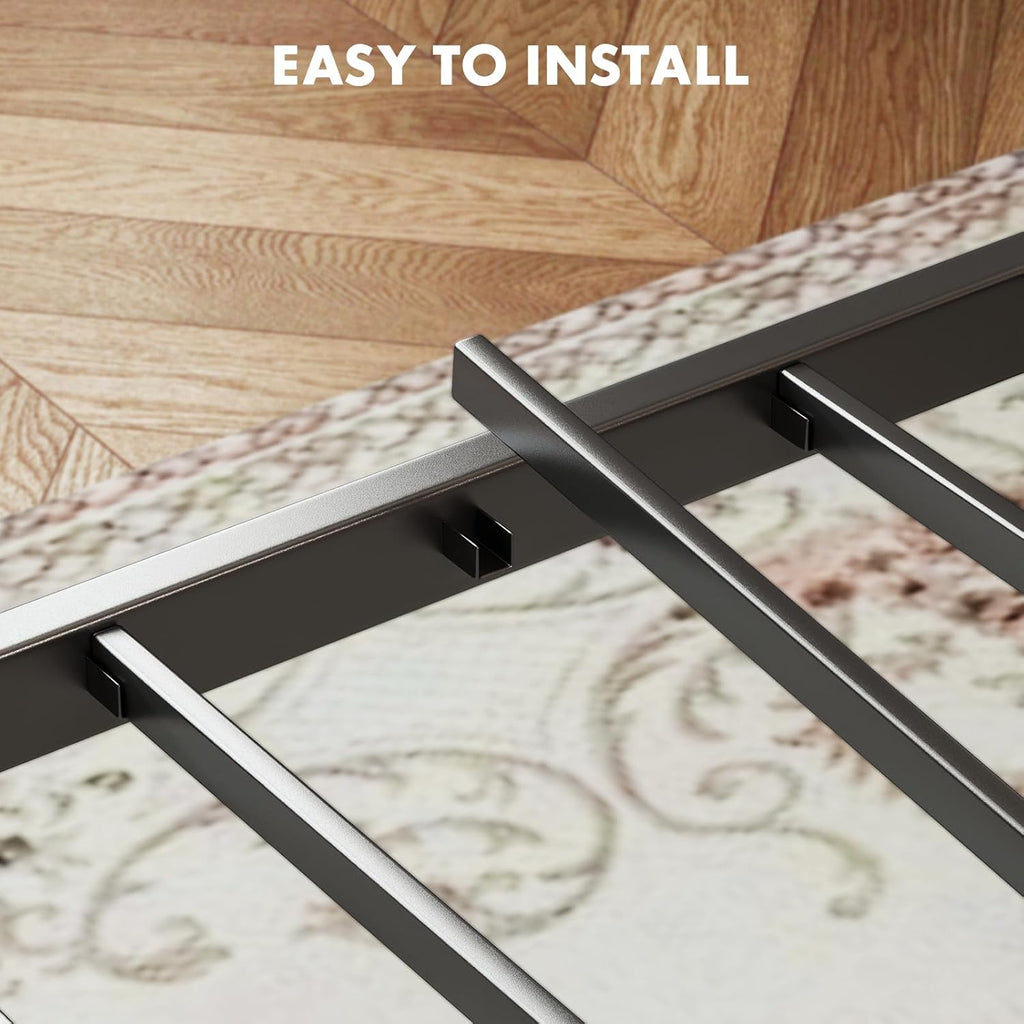 Sweetcrispy Queen Size Bed Frame - Sturdy Metal Support, Under Bed Storage, Easy Assembly | Rust Brown