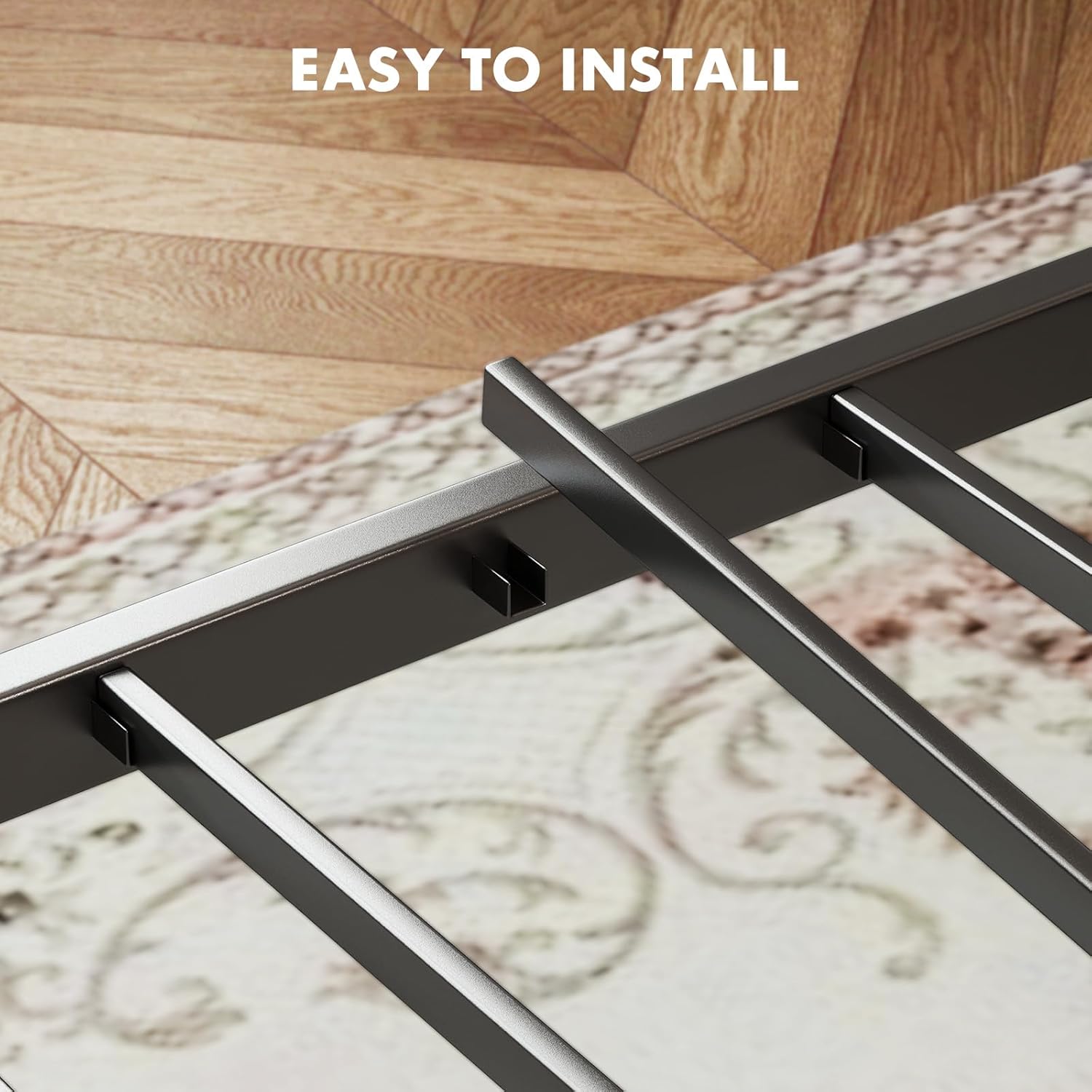 Sweetcrispy Queen Size Bed Frame - Sturdy Metal Support, Under Bed Storage, Easy Assembly | Rust Brown