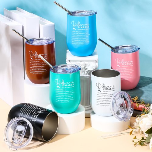 Sieral 12 Pcs Employee Appreciation Gifts Bulk for Women Men 12 oz Tumbler Stainless Steel Thank You Mug Gift for Social Worker Volunteer Coworker Office Team Nurse(Difference Maker)
