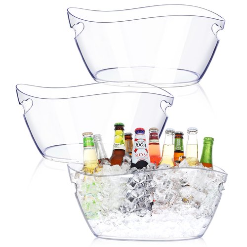 Ice Bucket-3 pcs Acrylic Beverage Tub,Champagne Bucket for Parties, Mimosa Bar Supplies for Beer, Sparkling, Wine, Cocktails