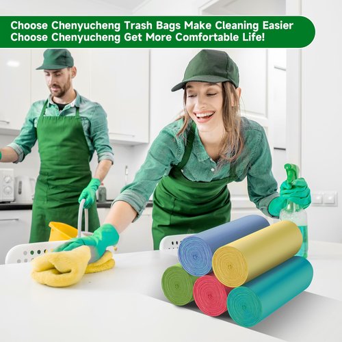 2.6 Gallon Small Trash Bags Bathroom - Compostable Colorful Mini Garbage Bags 100 Count Unscented 10 Liter Biodegradable Little Waste Basket Kitchen Office Car Tiny Liners Strong Thick Chenyucheng