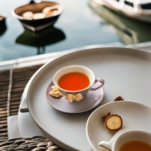 ICHAG Tea Cups and Saucers Set, Tea Cups Set of 6,18-Piece 8oz Vintage Porcelain Teacup and Saucer Set with Golden Spoon and Bowknot, Coffee Cup Set for Women's Tea Party, Home Office Gifts