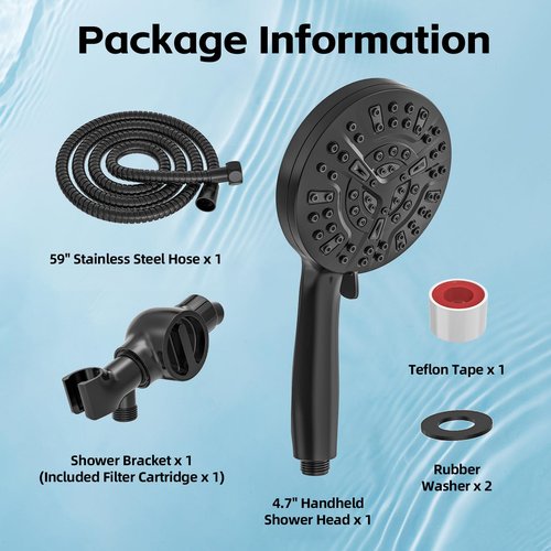SANISANO High Pressure Filtered Shower Head with Handheld, 9 Spray Modes 4.7" Shower Head, 59" long hose, 10 Layers Filter for Hard Water, Remove Chlorine, Adjustable Bracket, Matte Black