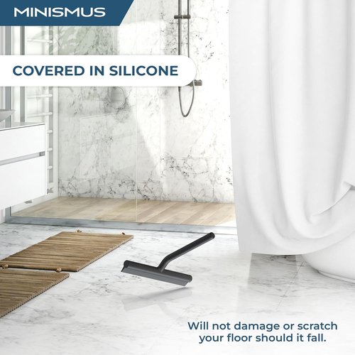 Minismus Shower Squeegee - Silicone Window Wiper for Glass Doors | 8.25 Inches, Black Finish