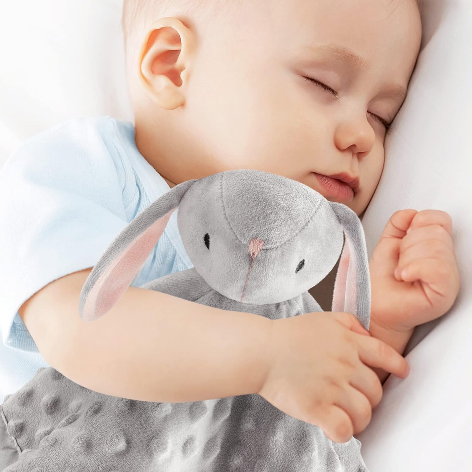 Pro Goleem Loveys - Soft Security Blanket & Snuggle Toy for Newborns | Grey Bunny 16 Inch