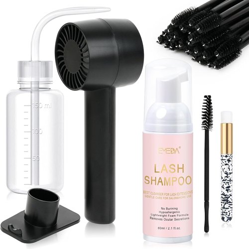 EMEDA Lash Shampoo Kit - Oil-Free Cleanser & Rinse Bottle with Rechargeable Fan Dryer | 2.02 fl oz