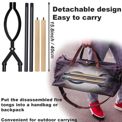Heavy Duty Firewood Tongs – 42" Large Fireplace Tongs Log Grabber with Scissor Shape Serrated, Portable Expandable Fire Pit Tongs for Outdoor Fire Pit, Indoor Fireplaces, Campfires, Bonfires