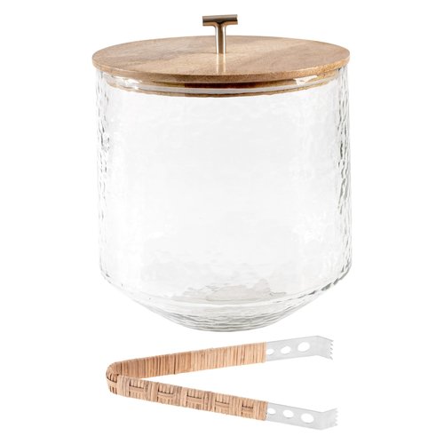 Karma, Glass Ice Bucket Airtight Lid with Tongs - 4.25L Beverage Tub Cocktail Home Bar Accessories, Wine, Beer - Chiller for Parties, Champagne Drink Cooler, Clear