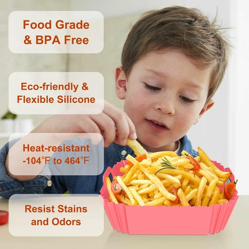 Air Fryer Silicone Liners - Reusable 7.1 Inch Square Mats for 4-7 QT Air Fryers | 2 Pack Kitchen Accessories