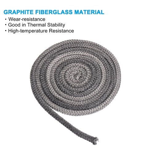 PATIKIL 3/8"x 118" Wood Stove Gasket, Graphite Fiberglass Round High-Temperature Resistance Seal Rope Replacement for Stoves Fireplace Door, Black