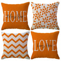 Bless Our Home Throw Pillow Covers 18x18 Double-sided Printed Farmhouse Geometric Dahlia Floral Pillowcases Modern Decorative Cushion Covers 4Pack for Porch Couch Sofa Decor (Orange)