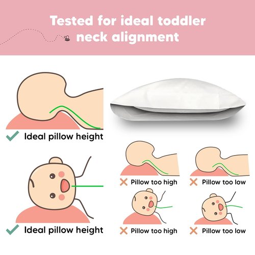 My Little Dreamy Toddler Pillow - Organic Cotton Travel Bed Pillow with Soft Pillowcase | 13x18, Machine Washable, Breathable for Ages 2-5 (Soft White)