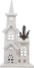 LABRIMP Luminous Wooden Castle Ornament - Lighted Christmas Village House Decor for Holiday Home | 1pc