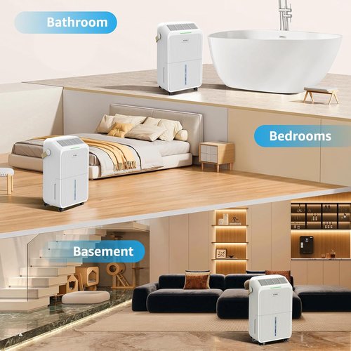 KNKA Dehumidifier - 2500 Sq.Ft Capacity with Drain Hose | Intelligent Humidity Control & 24HR Timer
