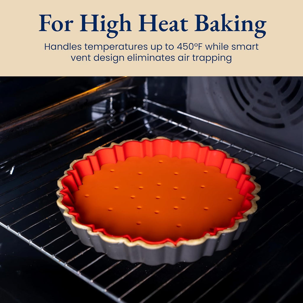 Patz&Patz 9-Inch All-in-One Fluted Tart Pan Set - Removable Bottom, Silicone Crust Shaper & Pie Weight | Nonstick Carbon Steel, PFOA & PTFE-Free