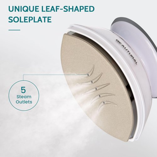 BEAUTURAL Mini Travel Steam Iron for Clothes with Dual Voltage, Non-Stick Soleplate, Anti-Slip Handle, Ideal for Sewing, Quilting and Handcraft