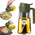 YARRAMATE Glass Olive Oil Sprayer - 16oz Food Grade Premium Spray Bottle with Portion Control | Olive Green