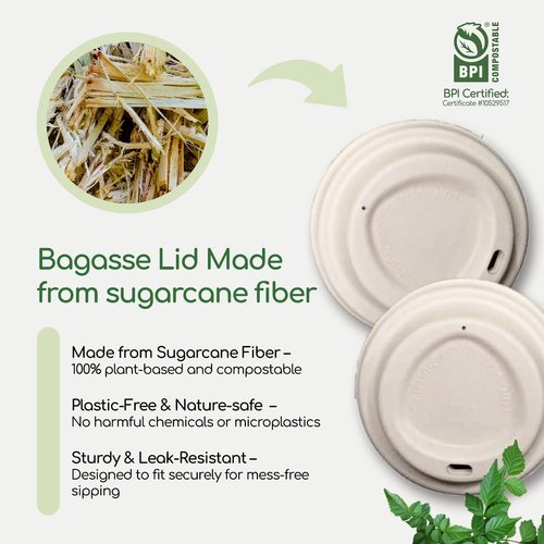 Living Balance Certified Compostable Coffee Cups with Bagasse Lids 12 oz – 75 Pack Cups with Stirrers & Integrated Sleeves | Leak Proof, BPA-Free & CPLA Certified Plant-based | To-Go cup for Drinks