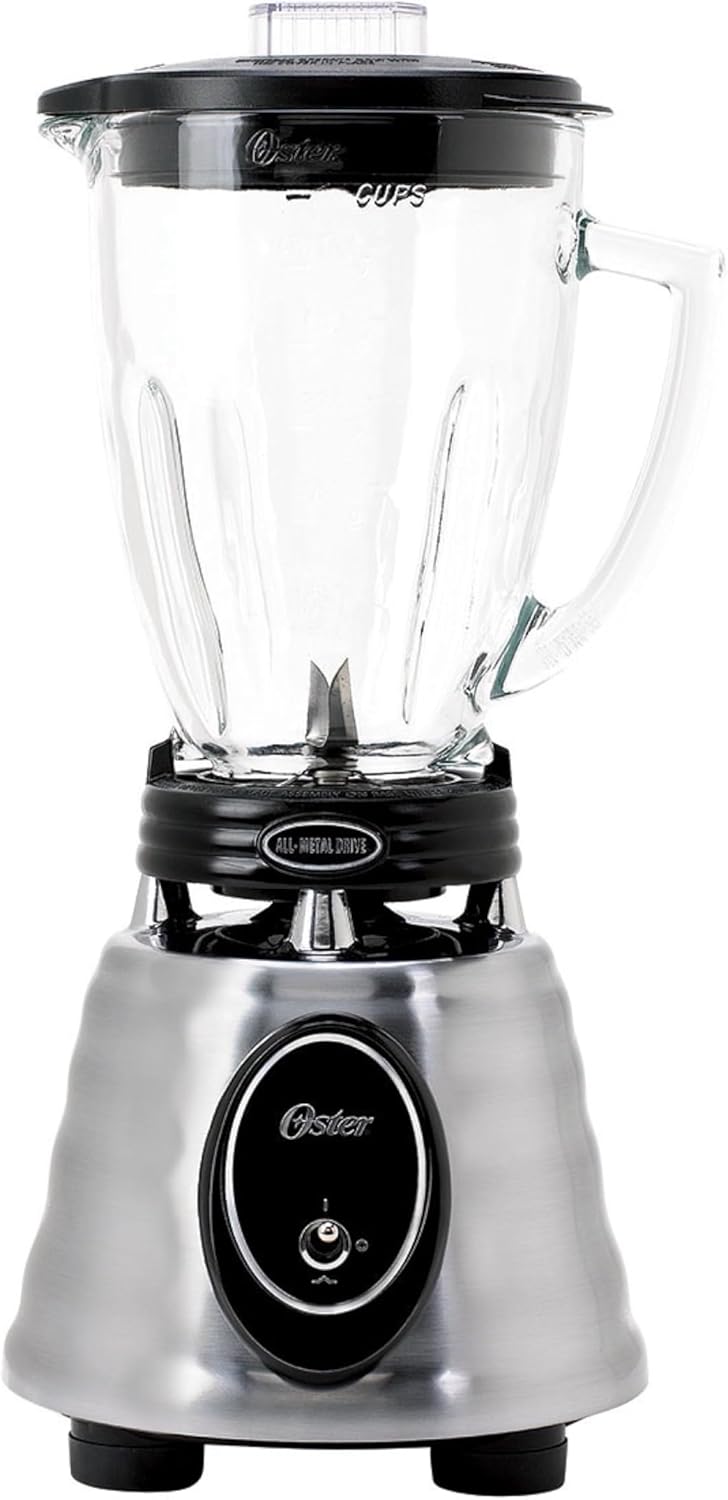 Oster Classic Series Blender - 1000W Power, 6-Cup Glass Jar, Stainless Steel Kitchen Essential