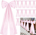 Knitgrip Large Wedding Pew Bows - Elegant Satin Ribbon Aisle Decorations | Pink, 12 Pcs, 12 x 29.5 Inch
