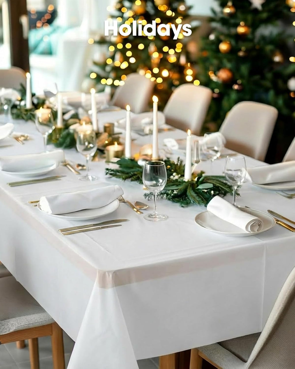 Pureegg Disposable Table Cloths - 20 Pack, 54 x 108 Inch, White Rectangle for Parties & Weddings