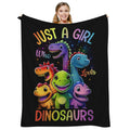 Just A Girl Who Loves Dinosaurs Blanket, Kids Dinosaur Blanket for Girls Boys Toddler, Cute Dinosaur Gifts for Adults and Kids, Funny Dinosaur Lovers Ideas, Colorful,80"X60"