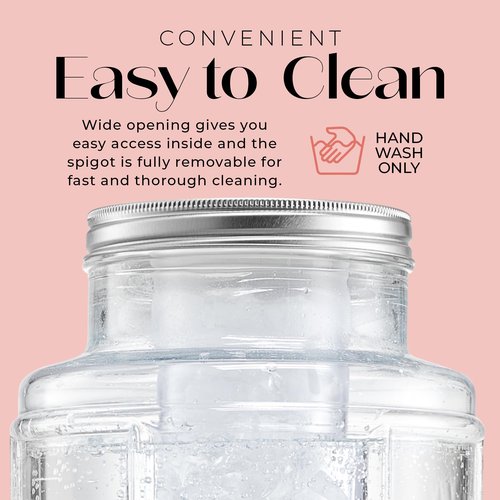 Style Setter Patchwork Beverage Dispenser Cold Drink Dispenser w/ 2.4-Gallon Capacity Glass Jug, Ice Insert, Fruit Infuser, Galvanized Base, Leak Proof Spigot Great for Parties Weddings