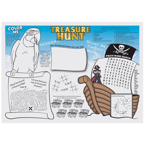 Hoffmaster 702088 Seashore Games Multipack Placemats with 3 Designs per Case, 10" Length x 14" Width (Pack of 1000)