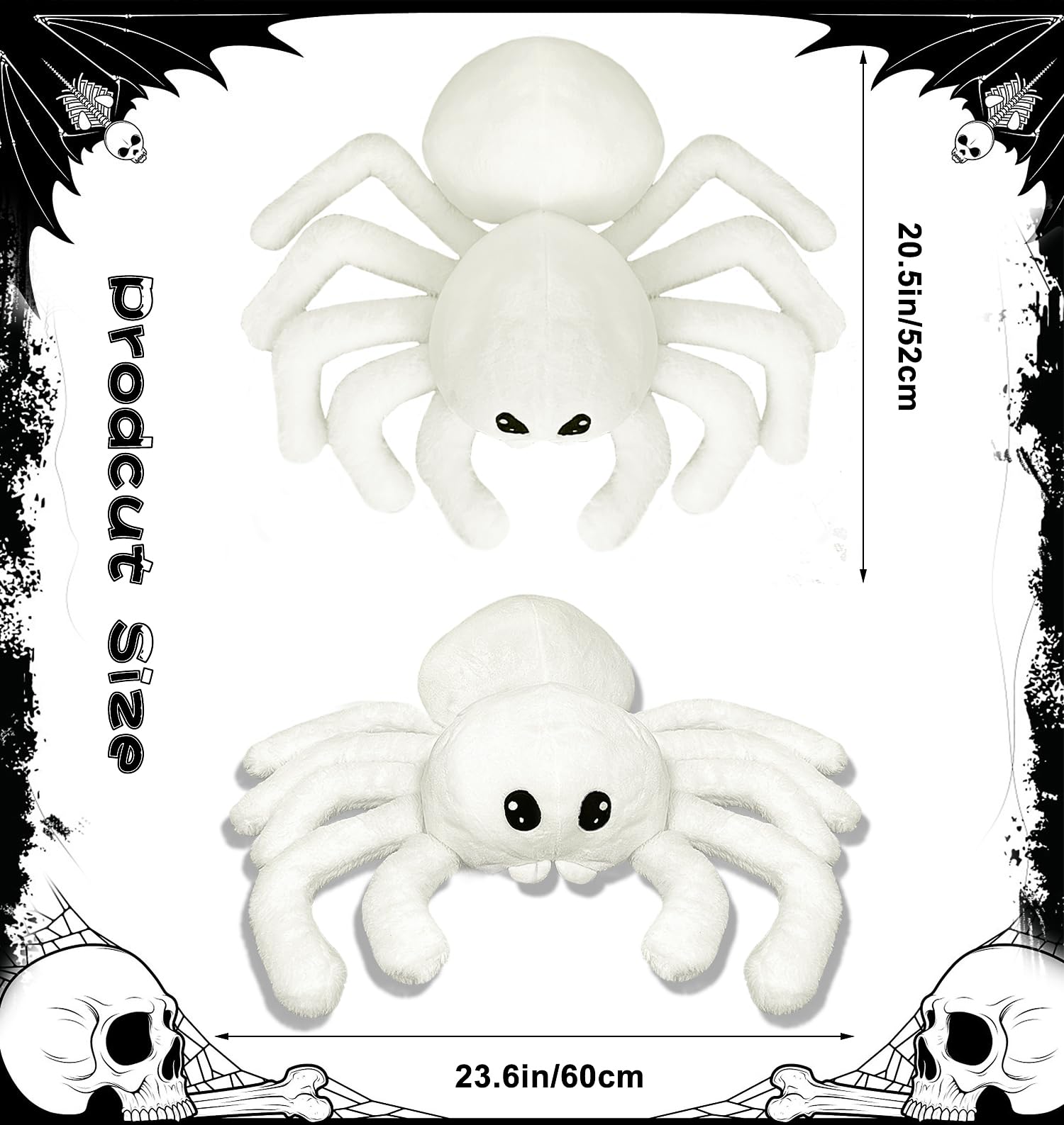Arciveberg Halloween Spider Throw Pillow 20 x 23 Inches, Soft Faux Fur Tarantula Shaped Body Pillow for Living Room Bedroom Indoor Halloween Decor, Cute Large Gift for Spider Lovers