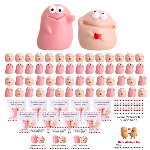 AceOrbit 24 Sets Valentines Day Resin Bean Gifts for Coworker Funny Mini Resin Beans with Valentines Day Cards Exchange Gifts Pun Emotional Support You're My Favorite Party Favors for Employee Adults