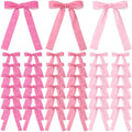 LOYIM 36 Pieces Easter Day Velvet Bow Easter Ribbon Wreath Bow Bulk Spring Crafts Gift Pretied Set for Garland Home Wedding Holy Week Decor(Pink,1'' Wide)