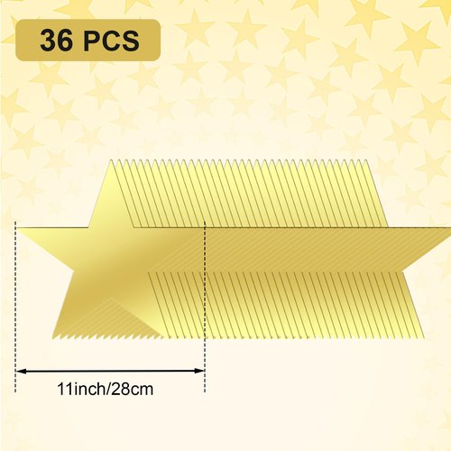 EnioyView 36 PCS 11 Inch Large Gold Star Cutouts Double Printed Paper Stars for Wedding Classroom Wall Party Movie Night Bulletin Board Decoration Supply