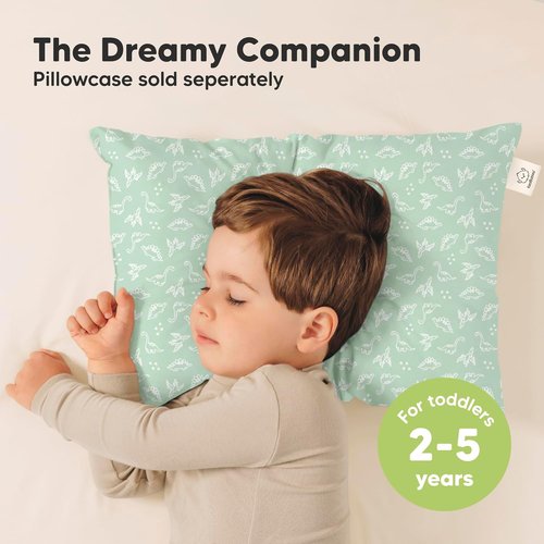 KeaBabies Toddler Pillows - Soft Organic Cotton for Ages 2-5 | 13x18 Inches, Machine Washable, DinoLand Design