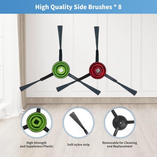 20 Pack Replacement Parts Compatible with Tikom L9000, L8000, Lubluelu SL60D, Laresar L6 Nex, Honiture Q6 SE Robot Vacuum Cleaner Accessories, 2 Main Brush, 6 Side Brush, 6 Hepa Filter, 6 Mop Pad