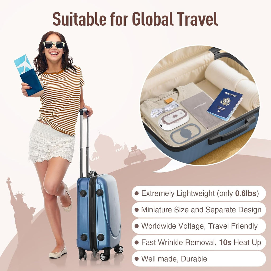 Skiennix Mini Travel Iron - Adaptive Global Voltage 100-230V | Ultra-Lightweight Non-Stick Soleplate for Sewing & Quilting