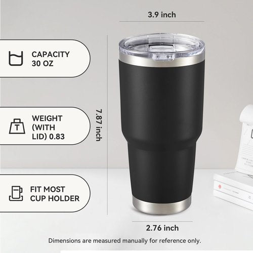 Cool Yoleb 30 oz Tumbler with Lid Stainless Steel Tumblers Bulk Vacuum Insulated Cup Reusable Powder Coated Travel Mug Double Wall Leak Proof Cups Keep Cold Drinks for 12 Hours Black, Set of 8
