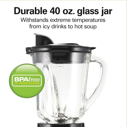 Hamilton Beach Wave Action Blender - Smoothies & Ice Crushing - 40oz Glass Jar & 20oz Travel Jar - 800 Watts, Silver