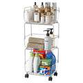 Delamu 3 Tier Rolling Cart for Kitchen, Bathroom, Office, Acrylic Utility Storage Carts with 2 Lockable Wheels, Ideal for Small Spaces, Pantry, Classroom, Makeup Organizer, Dorm Storage, Clear
