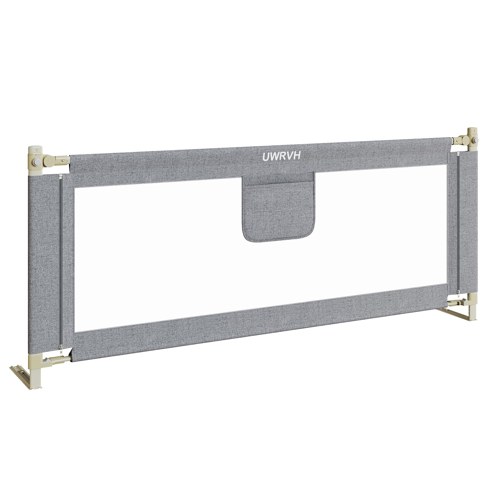 UWRVH Bed Rails for Toddlers，Toddler Bed Rails，Bed Rail for Baby - Adjustable Height Bed Guard with Child Safety Lock, Universal Fit for King/Full/Twin Beds (Grey, 1 Side 74.8Inch)