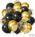 Zesliwy Black and Gold Confetti Balloons - 50 Pack Metallic Latex Balloons for Party Decor