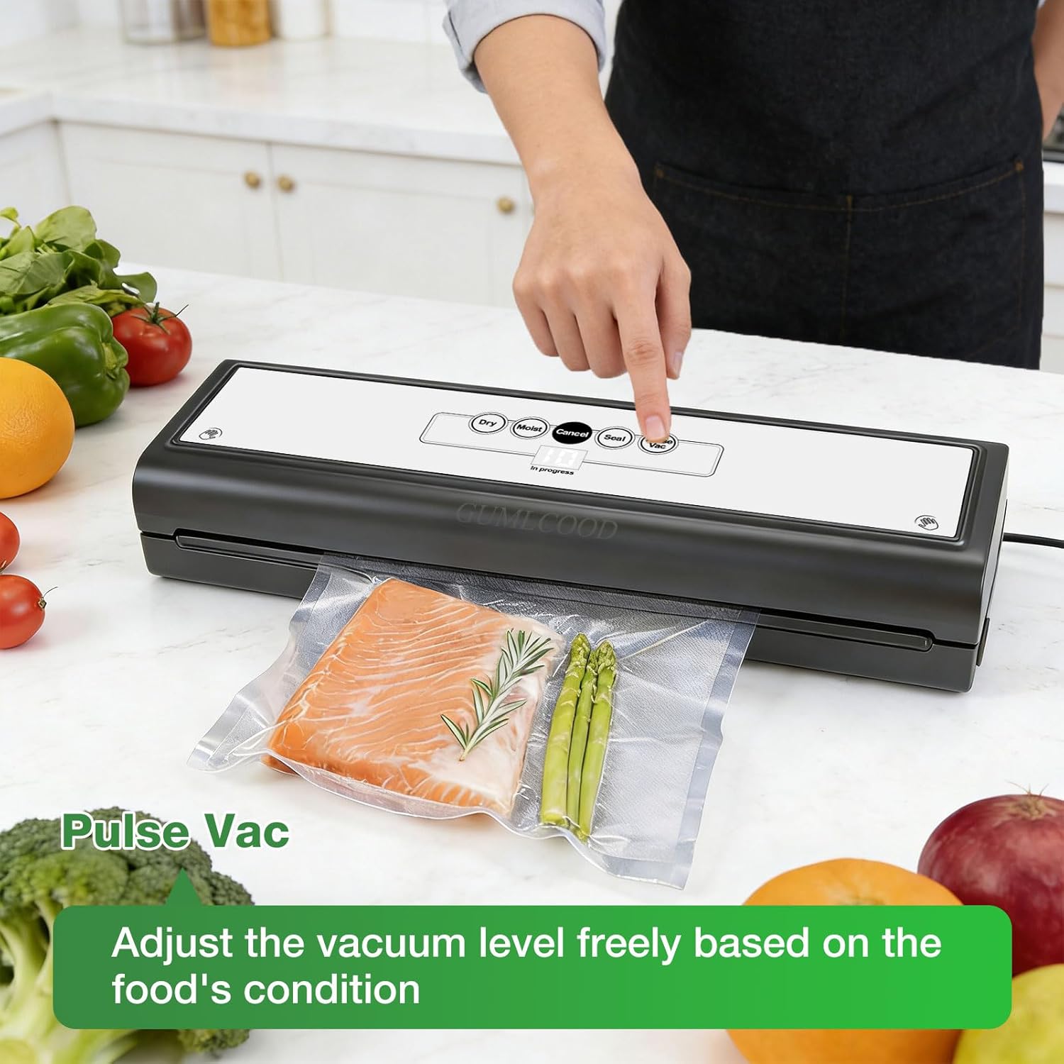 Skiennix Automatic Vacuum Sealer Machine - 5-in-1 Food Sealer with 10 Storage Bags for Moist & Dry Food