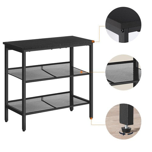 HOOBRO Black Side Table, 3-Tier Metal Side Table, Small Black Table with 2 Flat or Slant Adjustable Shelves for Small Spaces, Hallway, Living Room, Bedroom, Sturdy, Easy Assembly, Black BB23BZ01G1
