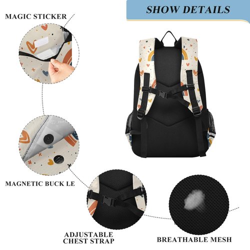senya School Backpack Kids College Rucksack Travel Bookbag Fashion Back Pack Girls Boys Hearts and Rainbows